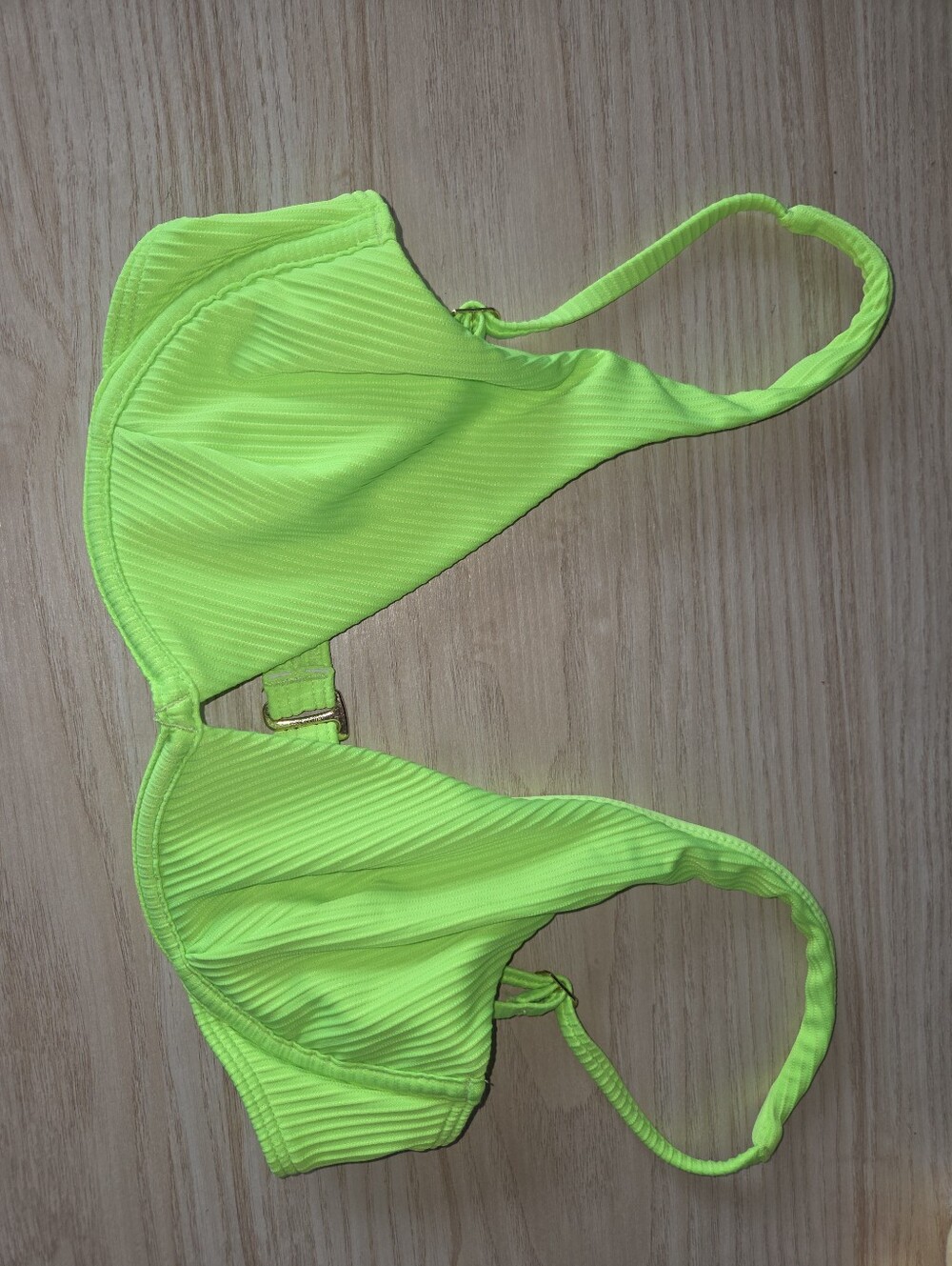 New - Neon Lime Ribbed Bikini Top